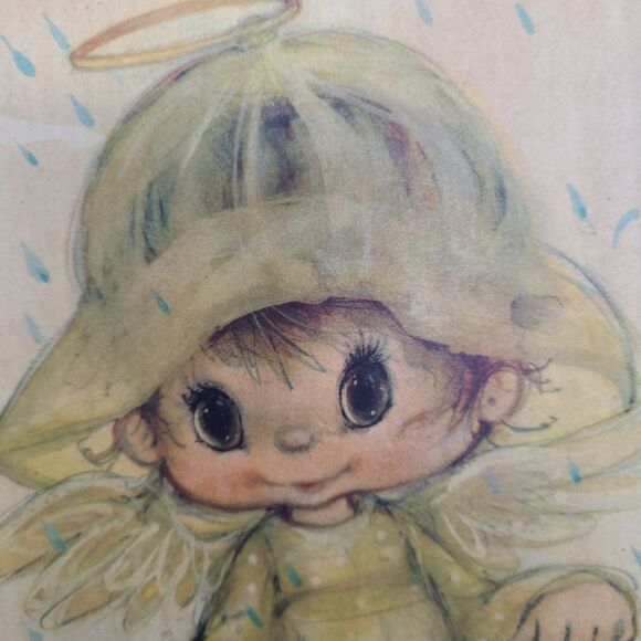 Vintage Hallmark Mary Hamilton Little Angel Big Eyes Homemade Decoupage Plaque - Picture 7 of 10